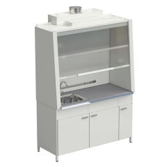 Шкаф вытяжной с одной мойкой из НС и ВЗБ светильником 1520х750х2160 мм, раб. поверхность - МОНОЛИТНЫЙ КЕРАМОГРАНИТ