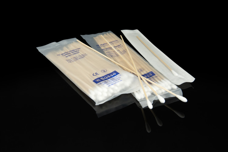 Тампон-зонд хлопковый с деревянным аппликатором, 150 мм, стерильный, 100 шт/уп.