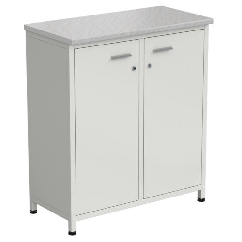 Шкаф-тумба белая 2 двери 910х450х1060 мм, раб. поверхность - ЛАМИНАТ БЕЛЫЙ