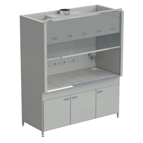 Шкаф вытяжной с подводом воды с ВЗБ светильником 1800х900х2145 мм, раб. поверхность - КЕРАМИКА