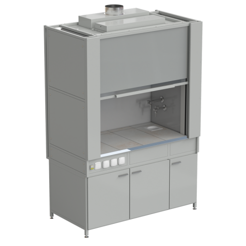 Шкаф вытяжной с коконом из стеклопластика с водой с электрикой 1500х820х2240 мм, раб. поверхность - КЕРАМИКА