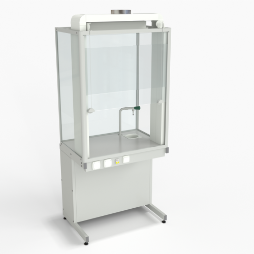 Шкаф демонстрационный напольный с электрикой, евронога, с водой 950х650х2245, раб. поверхность - LABGRADE-лайт