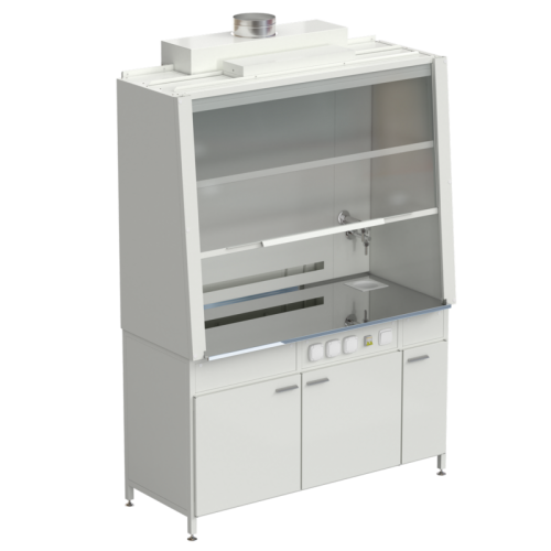 Шкаф вытяжной с подводом воды и электрикой 1520х750х2160 мм, раб. поверхность - НЕРЖАВЕЮЩАЯ СТАЛЬ