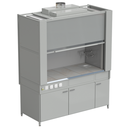 Шкаф вытяжной с коконом из стеклопластика с водой с электрикой 1800х820х2240 мм, раб. поверхность - КЕРАМИКА