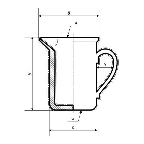 Кружка фарфоровая №5 с ручкой и носиком, 2000 мл