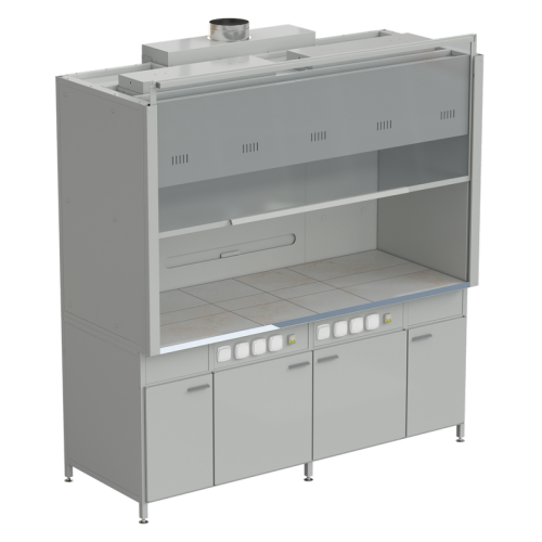 Шкаф вытяжной 2 светильника 2000х900х2145 мм, раб. поверхность - КЕРАМИКА