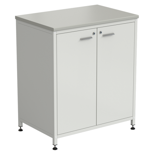 Шкаф-тумба белая 2 двери 910х615х1060 мм, раб. поверхность - ЛАМИНАТ СЕРЫЙ