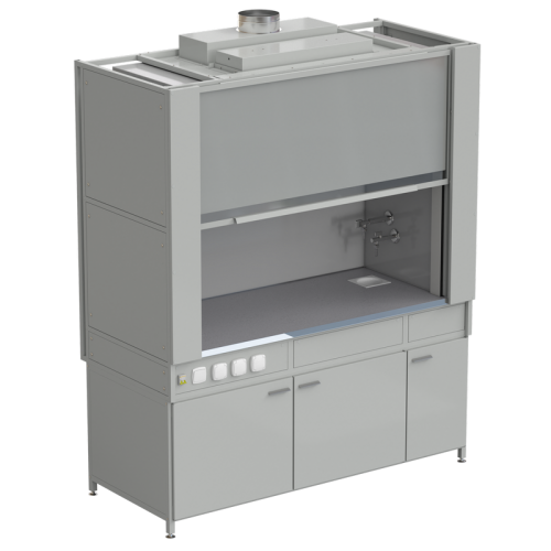 Шкаф вытяжной с коконом из стеклопластика с водой с электрикой 1800х820х2240 мм, раб. поверхность - МОНОЛИТНЫЙ КЕРАМОГРАНИТ