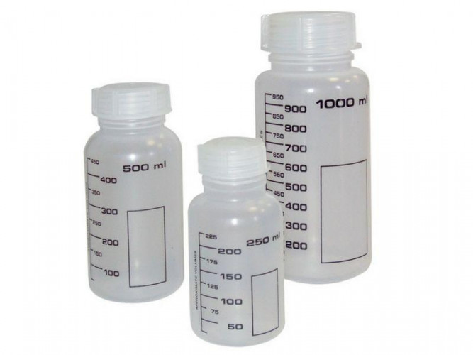 Банка широкогорлая для реактивов 500 мл, с черной градуировкой, п/п, LAMAPLAST