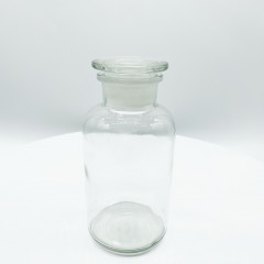 Склянка для реактивов 500 мл из светлого стекла с широкой горловиной и притертой пробкой