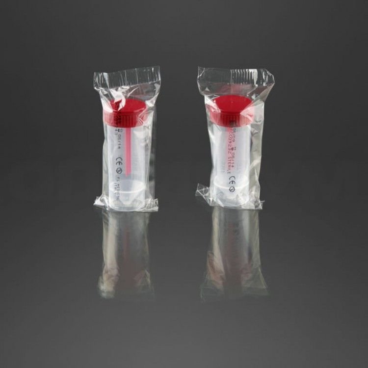Контейнер лабораторный для взятия проб 30 мл, стерильный, с завинчивающейся крышкой и шпателем, индивидуальная упаковка, п/п, FL Medical, 500 шт/уп.