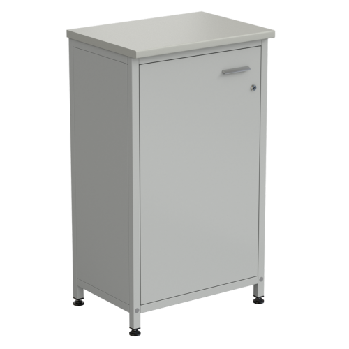 Шкаф-тумба серая 610х450х1060 мм, серый металл, раб. поверхность - ЛАМИНАТ СЕРЫЙ
