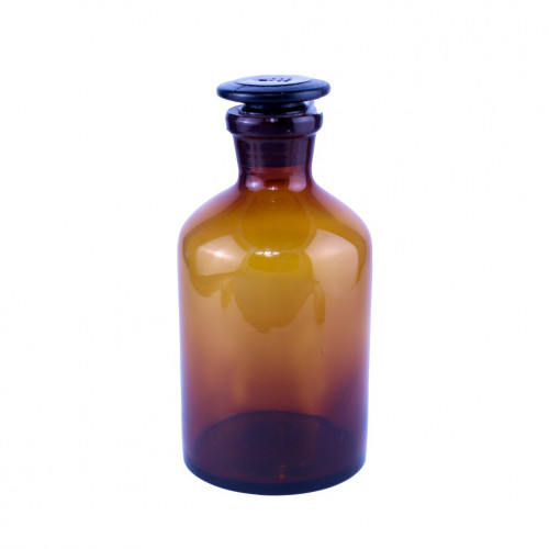 Склянка для реактивов 125 мл из темного стекла с узкой горловиной и притертой пробкой