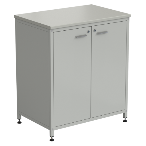 Шкаф-тумба серая 2 двери 910х615х1060 мм, раб. поверхность - ЛАМИНАТ СЕРЫЙ
