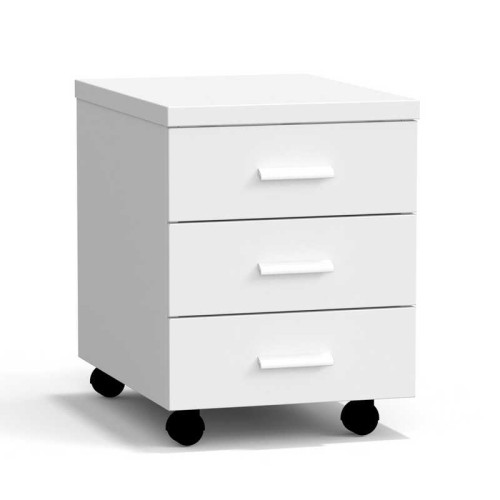 Тумба подкатная 3 ящика 400х540х530 мм, низкая, белый металл - СТАЛЬ