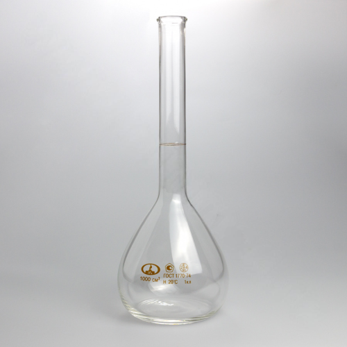 Колба мерная 1-1000-1 с одной меткой и цилиндрической горловиной