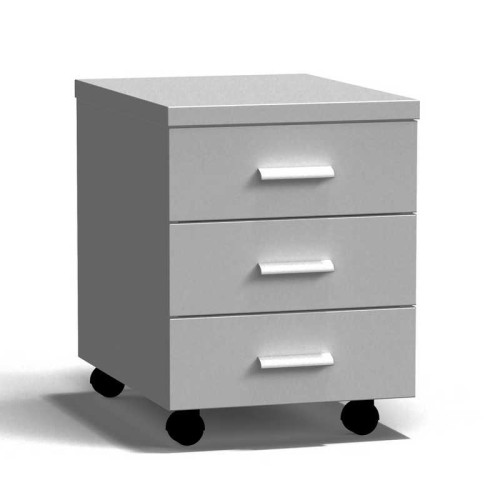 Тумба подкатная 3 ящика 400х540х530 мм, низкая, серый металл - СТАЛЬ