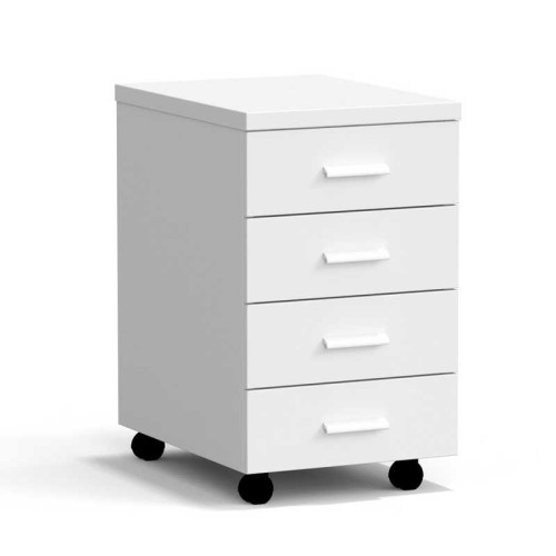 Тумба подкатная 4 ящика 400х540х670 мм, средняя, белый металл - СТАЛЬ