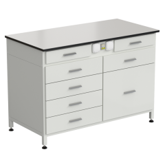 Стол-тумба с электрикой 1200x600x850 мм, 2 ящика + 4 ящика + 1 малый + 1 большой, раб. поверхность - LABGRADE