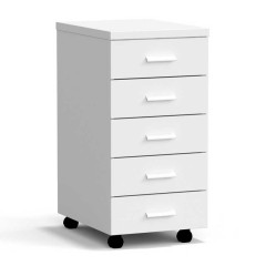 Тумба подкатная 5 ящиков 400х540х820 мм, высокая, белый металл - СТАЛЬ