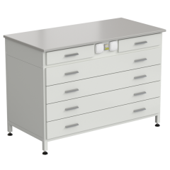 Стол-тумба с электрикой (2 ящика + 4 широких ящика) 1200x600x850 мм, раб. поверхность - DURCON