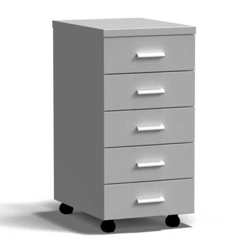 Тумба подкатная 5 ящиков 400х540х820 мм, высокая, серый металл - СТАЛЬ