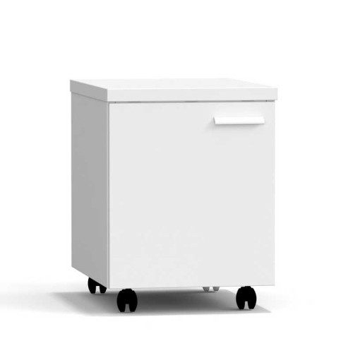 Тумба подкатная дверь левая 400х540х530 мм, низкая, белый металл - СТАЛЬ