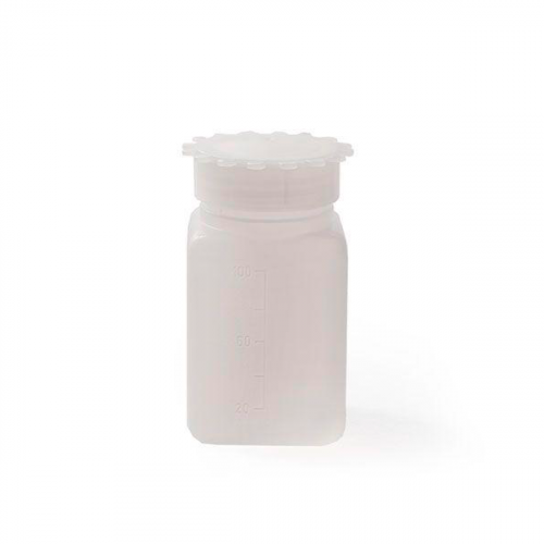 Емкость для общелабораторного применения (бутылка квадратная) 100 мл, с делениями, ПЭНД, LAMAPLAST