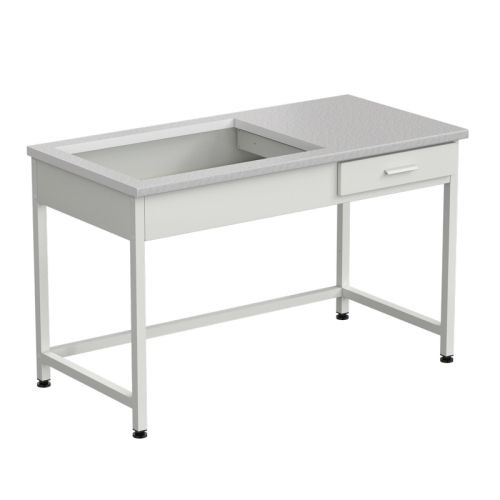 Приставка для весового стола 1200х600х750, раб. поверхность - ЛАМИНАТ БЕЛЫЙ (весовой стол слева)