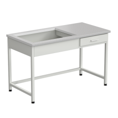 Приставка для весового стола 1200х600х750, раб. поверхность - ЛАМИНАТ БЕЛЫЙ (весовой стол слева)