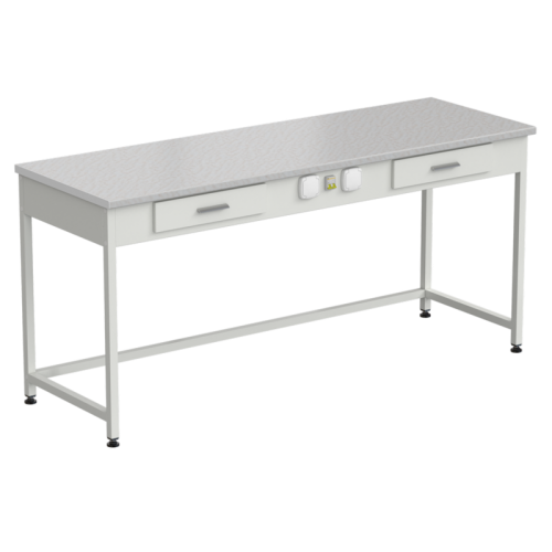 Стол приборный с 2-мя ящиками и электрикой 1800x600x850 мм, раб. поверхность - ЛАМИНАТ СЕРЫЙ