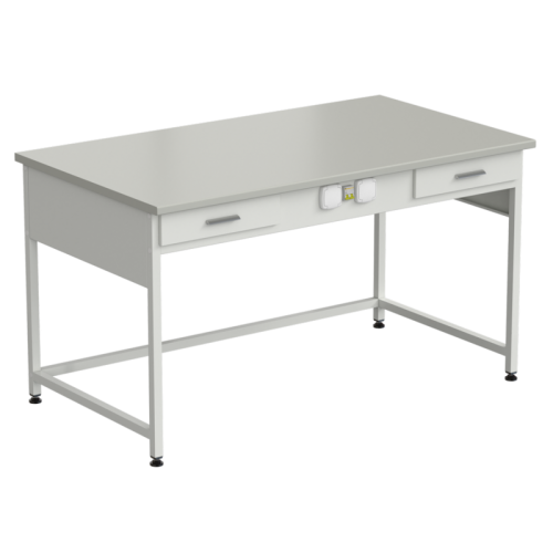 Стол приборный с 2 ящиками и электрикой (усиленный) 1500x850x850 мм, раб. поверхность - ЛАМИНАТ СЕРЫЙ