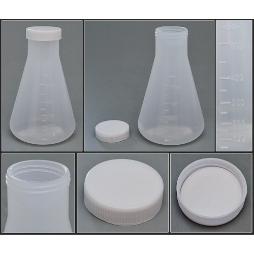 Колба коническая 500 мл, с навинчивающейся крышкой, с делениями, п/п