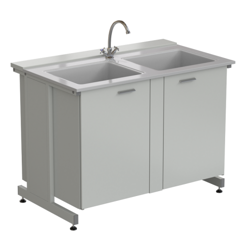 Мойка двойная универсальная 1200х750х900 мм, (глубина раковины 280 мм), раб. поверхность - СТЕКЛОПЛАСТИК