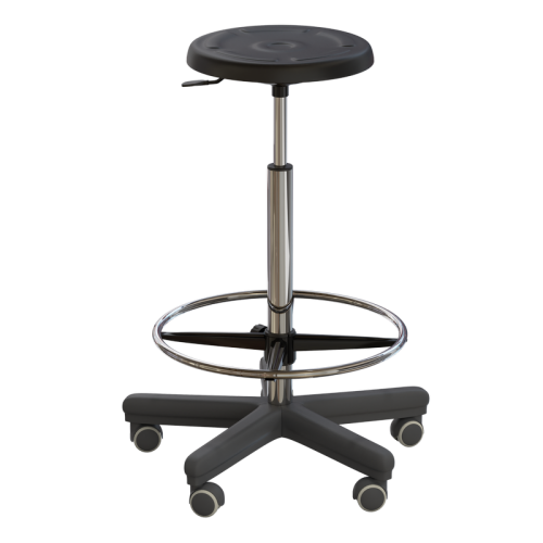 Табурет лабораторный на роликах (высота 620-760 мм) (полиуретан)