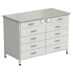Стол-тумба с электрикой (2 ящика + 4 ящика + 4 ящика) 1200x600x850 мм, раб. поверхность - ЛАМИНАТ СЕРЫЙ
