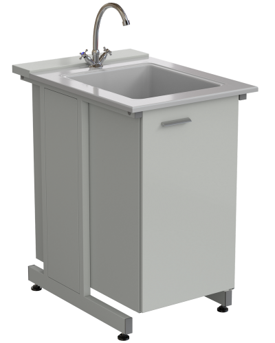 Мойка одинарная 550х790х900 мм, (глубина раковины 280 мм, кран), раб. поверхность - СТЕКЛОПЛАСТИК