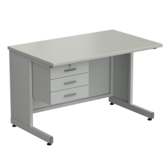 Стол преподавателя с подвесной тумбой 3 ящика, без полки 1200х750х760 в сборе, раб. поверхность - ЛАМИНАТ СЕРЫЙ