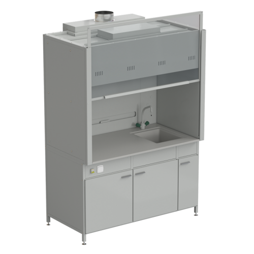 Шкаф вытяжной с мойкой из D и смесителем TOF, 1500х900х2145 мм, раб. поверхность - DURCON
