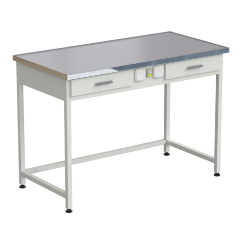 Стол лабораторный с 2-мя ящиками и электрикой 1212х610х850 мм, раб. поверхность - МОНОЛИТНЫЙ КЕРАМОГРАНИТ