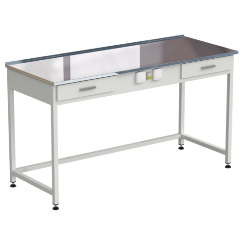 Стол приборный с 2-мя ящиками и электрикой 1500x600x850 мм, раб. поверхность - НЕРЖАВЕЮЩАЯ СТАЛЬ