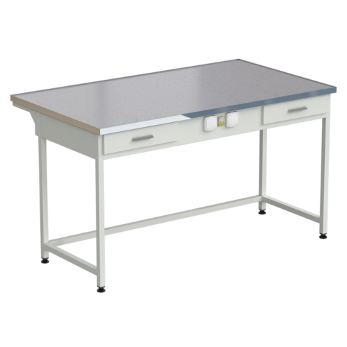 Стол приборный с 2-мя ящиками и электрикой 1500x850x850 мм, раб. поверхность - МОНОЛИТНЫЙ КЕРАМОГРАНИТ