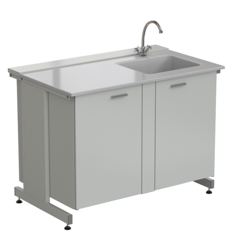 Мойка одинарная 1200х750х900 мм, одна чаша справа, смеситель, раб. поверхность - СТЕКЛОПЛАСТИК