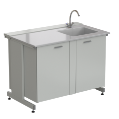 Мойка одинарная 1200х750х900 мм, одна чаша справа, смеситель, раб. поверхность - СТЕКЛОПЛАСТИК