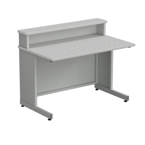 Стол преподавателя с полкой 1200х750х950 в сборе, раб. поверхность - ЛАМИНАТ БЕЛЫЙ