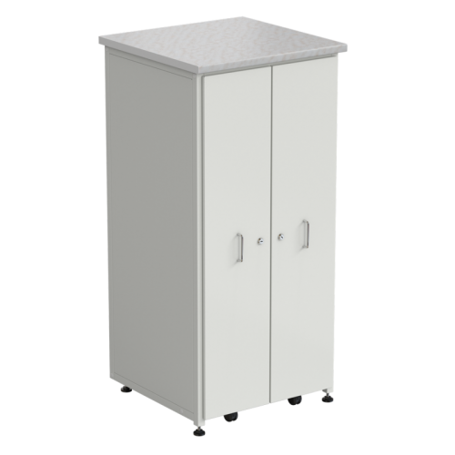 Шкаф 2 выдвижные вертикальные секции 640x630x1350 ламинат белый, белый металл