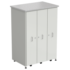 Шкаф 3 выдвижные вертикальные секции 930x630x1350 ламинат белый, белый металл
