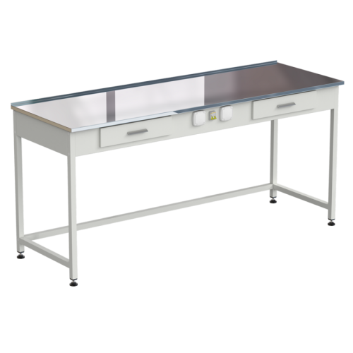 Стол приборный с 2-мя ящиками и электрикой 1800x600x850 мм, раб. поверхность - НЕРЖАВЕЮЩАЯ СТАЛЬ