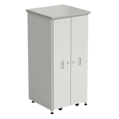 Шкаф 2 выдвижные вертикальные секции 640x630x1350 ламинат серый, белый металл