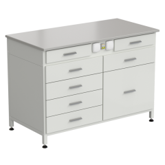 Стол-тумба с электрикой 1200x600x850 мм, 2 ящика + 4 ящика + 1 малый + 1 большой, раб. поверхность - DURCON